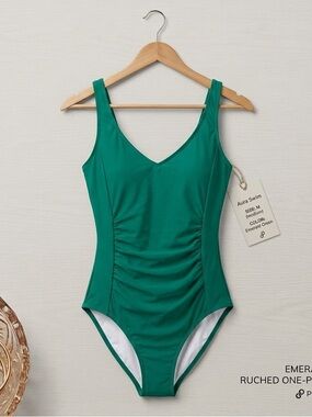 Emerald Green Ruched One-Piece for Kids